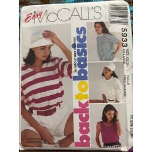 McCalls 5933 pattern T shirt long or short sleeve tank top size XL 22 24